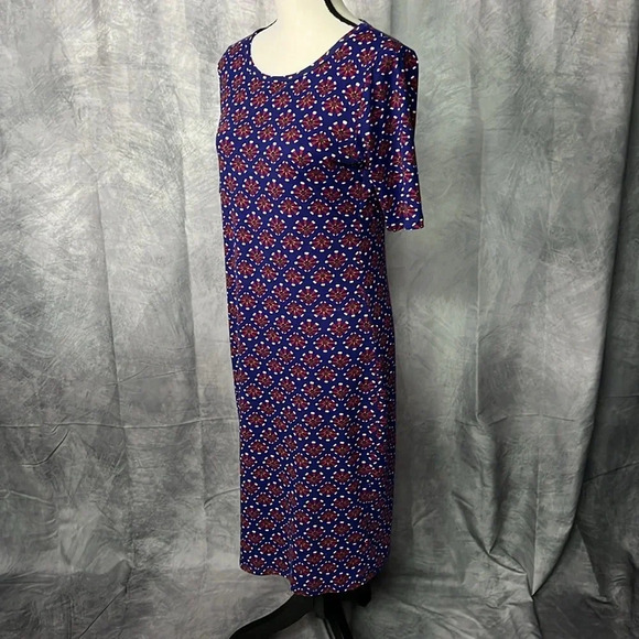 LuLaRoe Julia Purple Flowered Dress LIKE NEW- sz M - Picture 4 of 12
